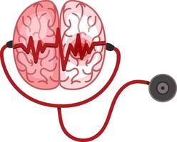 Stethoscope and brain on white background vector