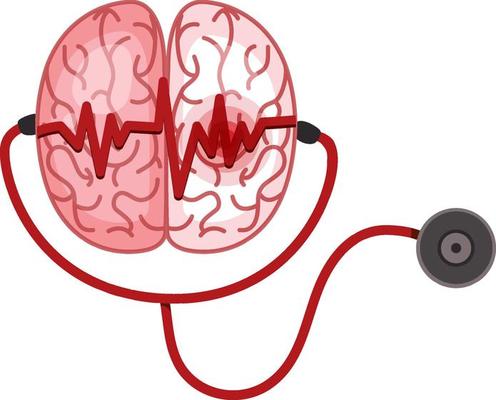 Stethoscope and brain on white background