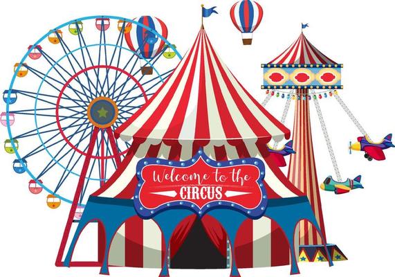 Circus dome at amusement park on white background