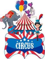 banner de circo con personaje de dibujos animados vector
