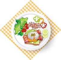 Healthy breakfast with vegetable and bacon bread vector