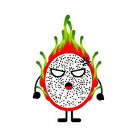 Angry dragon fruit character. Dragon fruit mascot. vector