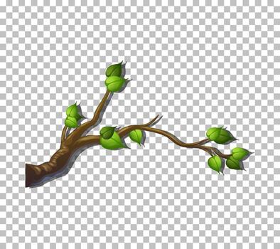 rama de árbol en el fondo de la cuadrícula vector