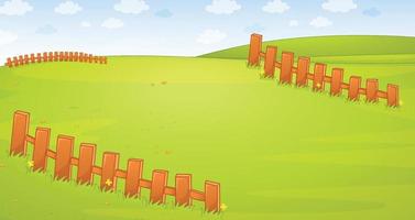 Blank meadow with wooden fences vector