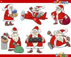 cartoon Santa Claus characters set on Christmas time vector