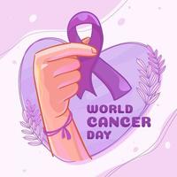 World Cancer Day Concept with Hand Hold a Ribbon vector