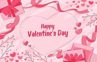 Valentine's Day Background with Gifts and Ribbon vector