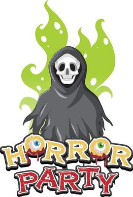 Horror Party Halloween banner with scary ghost