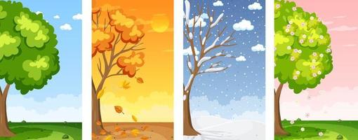 Set of four seasons backgrounds vector