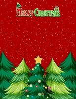 Merry Christmas poster template with Christmas trees vector