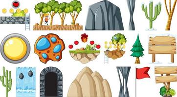 Set of isolated fantasy space game objects and elements vector