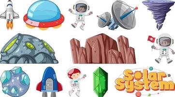 Set of isolated fantasy space game objects and elements vector