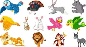 Set of isolated different animals vector