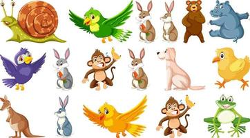 Set of various animals on white background vector