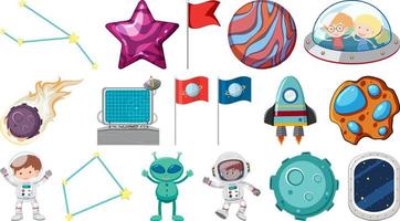 Set of isolated fantasy space objects vector