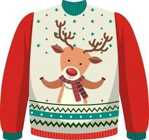 Christmas sweater with reindeer pattern vector