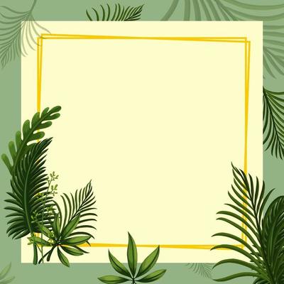 Square frame of tropical foliage template