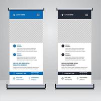 vector de plantilla de diseño de banner enrollable de negocios azul y blanco