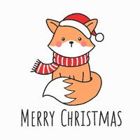 Cute Hand Drawn Christmas Fox vector