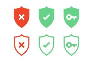 Shield Check mark, cross and key icon vector