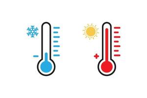 Two termometer show cold and heat. Vector in flat design