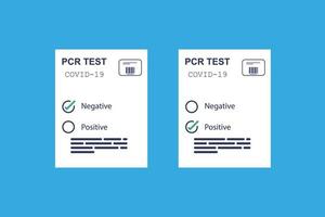 prueba pcr, resultados negativos y positivos. vector en diseño plano