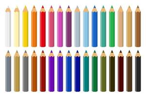 Colored pencils laying in row illustration. Set of crayons for illustrations, studying, art, for school stuff. Vector in flat design