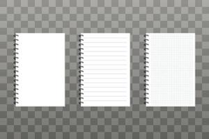 Notebook with pencil on white background. Vector illustration in flat design