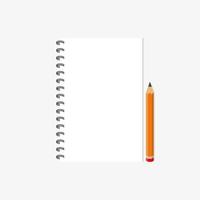 Notebook with pencil on white background. Vector illustration in flat design