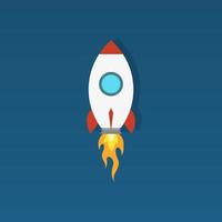 Rocket flying illustration. Vector in flat design