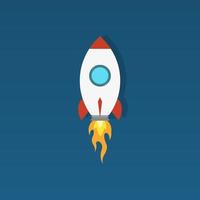 Rocket flying illustration. Vector in flat design