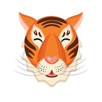 la cabeza de un tigre chino con los ojos cerrados. ilustración sobre un fondo blanco en estilo plano vector