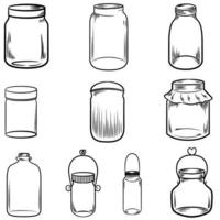 Hand drawn mason jar. Contour sketch. Vector illustration