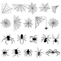 Spider icon set. Outline set of spider vector icons for web design isolated.