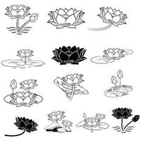 Lotus flower vector icon set illustration