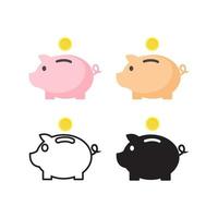 piggy bank with coins collection vector