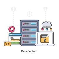 una ilustración de diseño plano del centro de datos vector