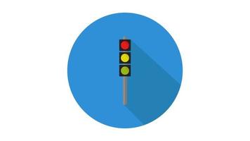 Traffic light illustrated on a white background video