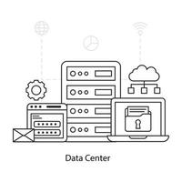 una ilustración de diseño lineal del centro de datos vector