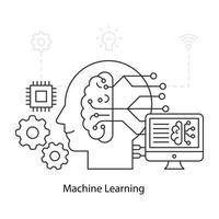 Trendy design illustration of machine learning vector