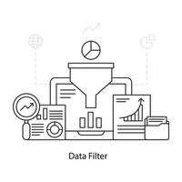 ilustración de diseño moderno de filtro de datos vector