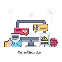 A flat design illustration of online discussion vector