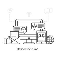 A flat design illustration of online discussion vector