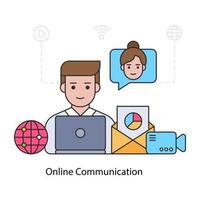 A flat design illustration of online communication vector