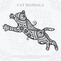 Cat Mandala. Vintage decorative elements. Oriental pattern, vector illustration.