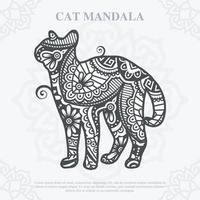 Cat Mandala. Vintage decorative elements. Oriental pattern, vector illustration.