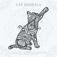 Cat Mandala. Vintage decorative elements. Oriental pattern, vector illustration.