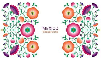 Embroidery native flowers folk pattern with Polish and Mexican influence. Trendy ethnic decorative traditional floral in symmetric design, for fashion, interior, stationery. Vector isolated on white