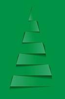 Paper christmas tree. Vector new year card in paper cut style, green background