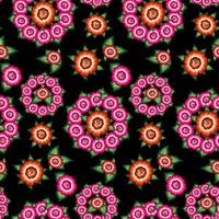Seamless Mexican floral embroidery pattern, ethnic colorful Mandala native flowers folk fashion design. Embroidered Traditional Textile Style of Mexico, vector isolated on black background